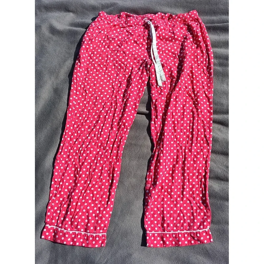 Victoria Secret XL Hot Pink PJ Set ButtonUp Long Sleeve Drawstring Wide Leg Pant